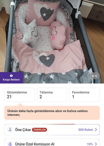 Pembe Gri Yıldızlı Nakışlı Bebek Uyku Seti - Görsel 3