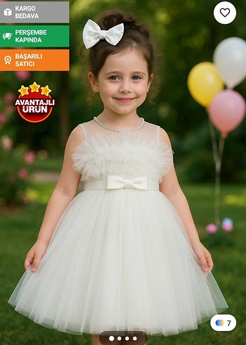 Beyaz Askılı Kız Çocuk Elbisesi - Görsel 2