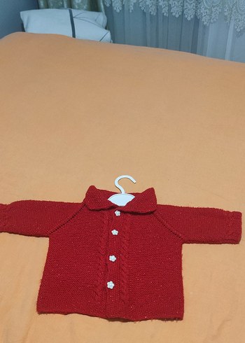 Kız Çocuk Kırmızı Örgü Hırka - Görsel 2