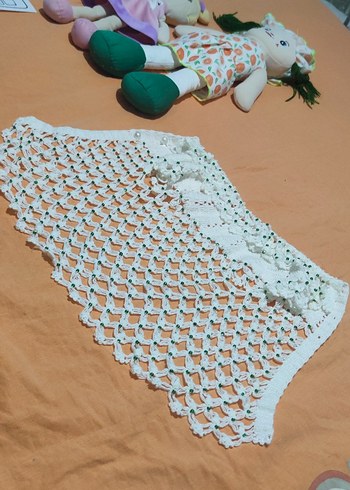 Kızlar için Beyaz Dantel Detaylı Örgü yelek - Görsel 13