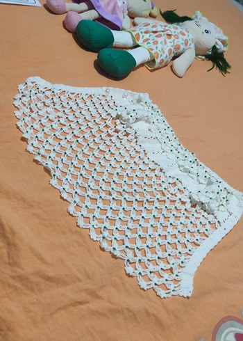 Kızlar için Beyaz Dantel Detaylı Örgü yelek - Görsel 14