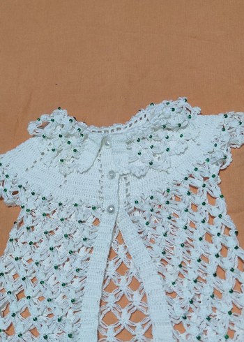 Kızlar için Beyaz Dantel Detaylı Örgü yelek - Görsel 10