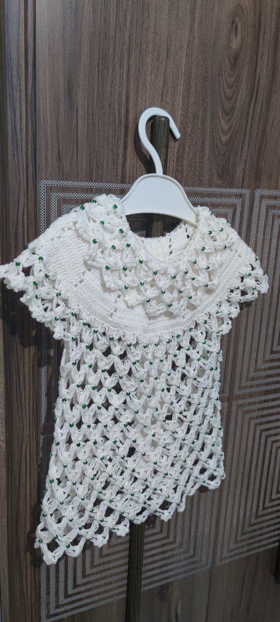 Kızlar için Beyaz Dantel Detaylı Örgü yelek - Görsel 5