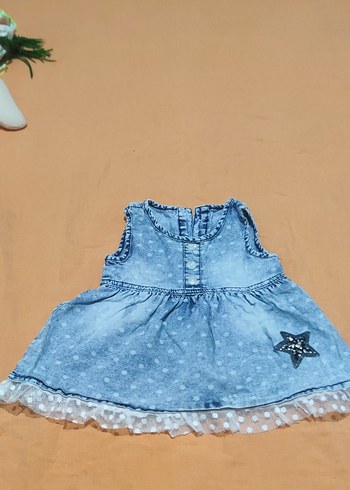 Kız Çocuk Renkli Denim Elbise - Görsel 3