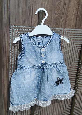 Kız Çocuk Renkli Denim Elbise - Görsel 4