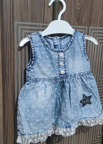 Kız Çocuk Renkli Denim Elbise - Görsel 6