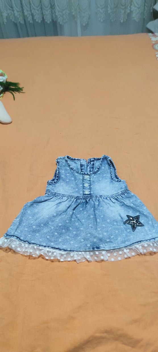 Kız Çocuk Renkli Denim Elbise - Görsel 3