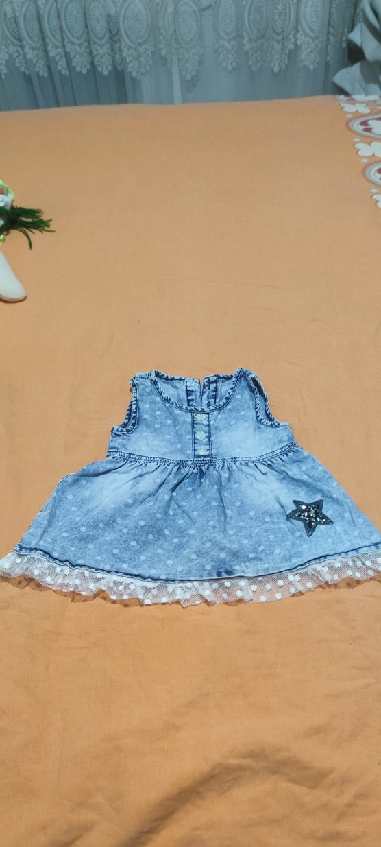 Kız Çocuk Renkli Denim Elbise - Görsel 2