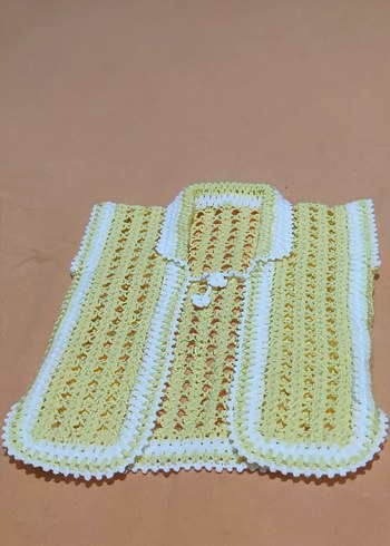 Kız Çocuk Mavi Örgü Bohem Yelek - Görsel 9