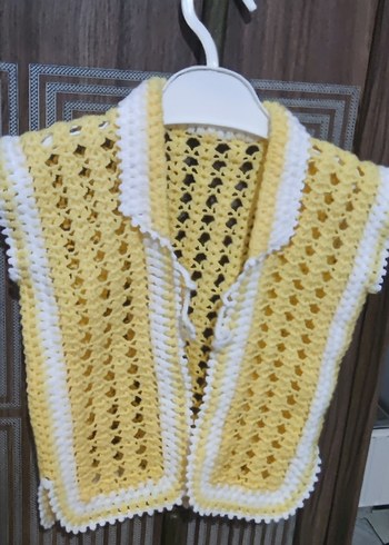 Kız Çocuk Mavi Örgü Bohem Yelek - Görsel 6