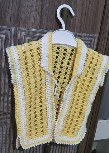 Kız Çocuk Mavi Örgü Bohem Yelek - Görsel 5