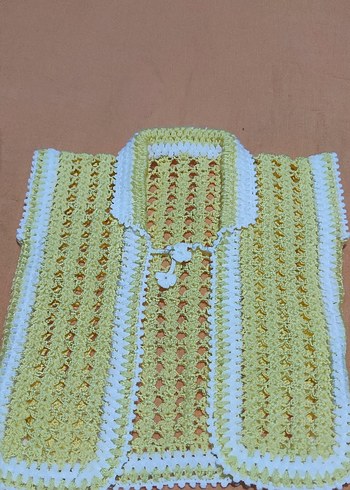 Kız Çocuk Mavi Örgü Bohem Yelek - Görsel 8