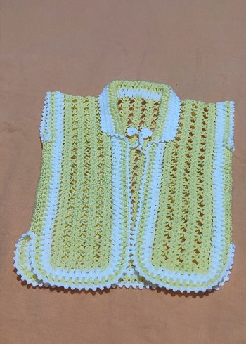 Kız Çocuk Mavi Örgü Bohem Yelek - Görsel 7