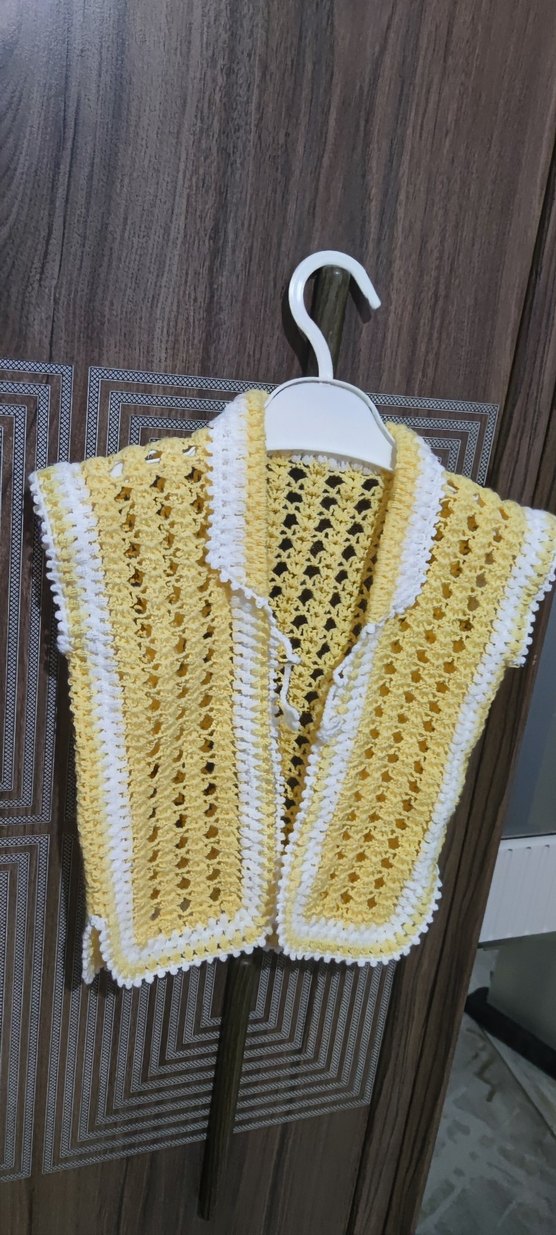 Kız Çocuk Mavi Örgü Bohem Yelek - Görsel 5