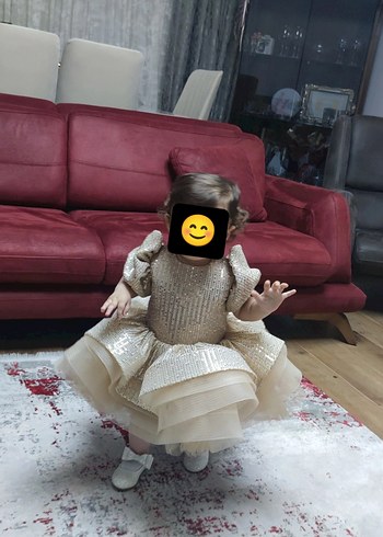 Bej Nakışlı Çocuk Abiye Elbise - Görsel 4