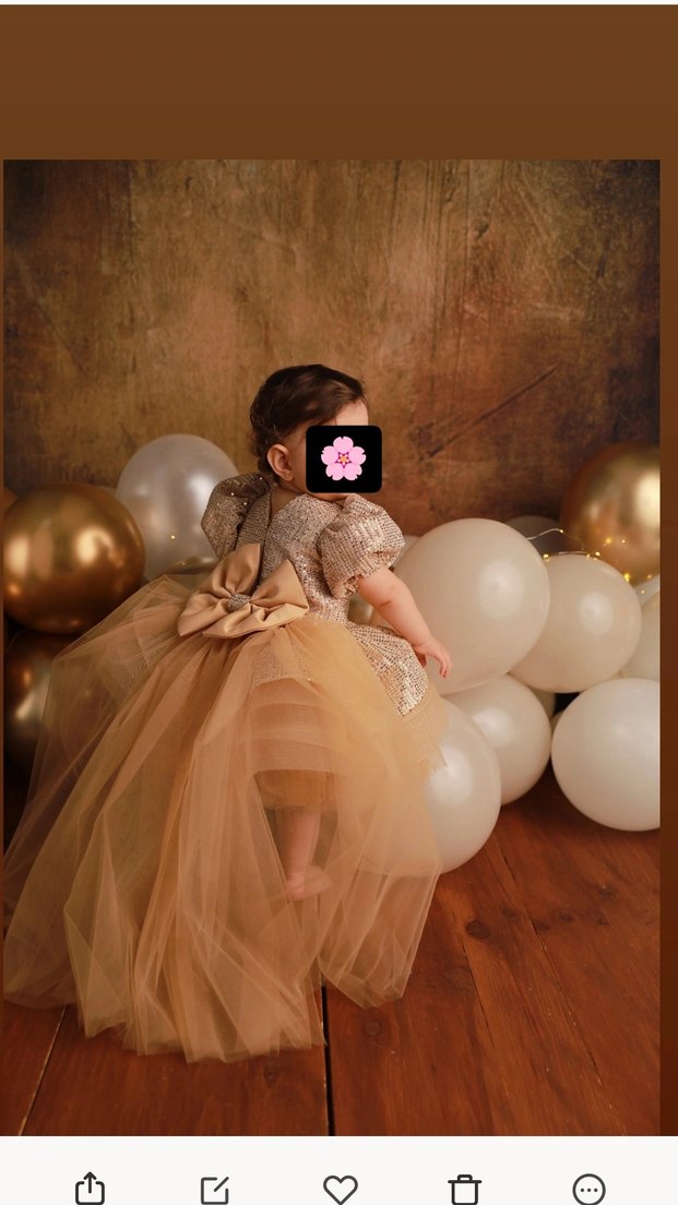 Bej Nakışlı Çocuk Abiye Elbise - Görsel 5