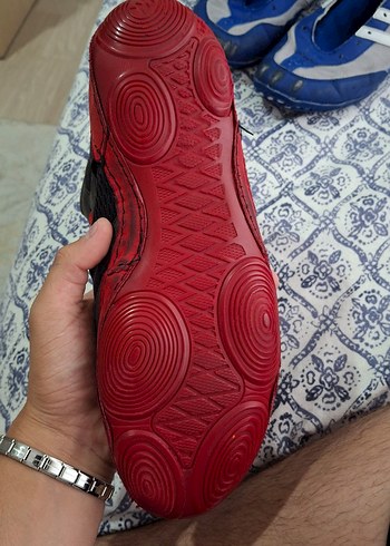 Kırmızı Siyah Bağcıklı Güreş Ayakkabısı - Görsel 4