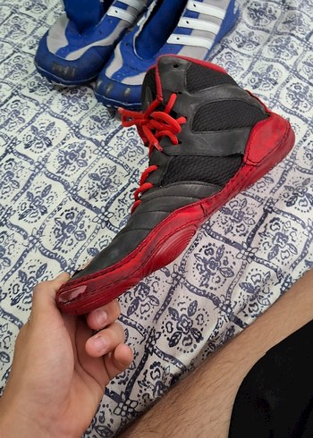 Kırmızı Siyah Bağcıklı Güreş Ayakkabısı - Görsel 6