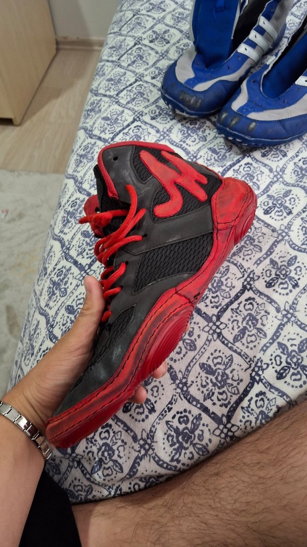 Kırmızı Siyah Bağcıklı  Güreş Ayakkabısı - Görsel 2