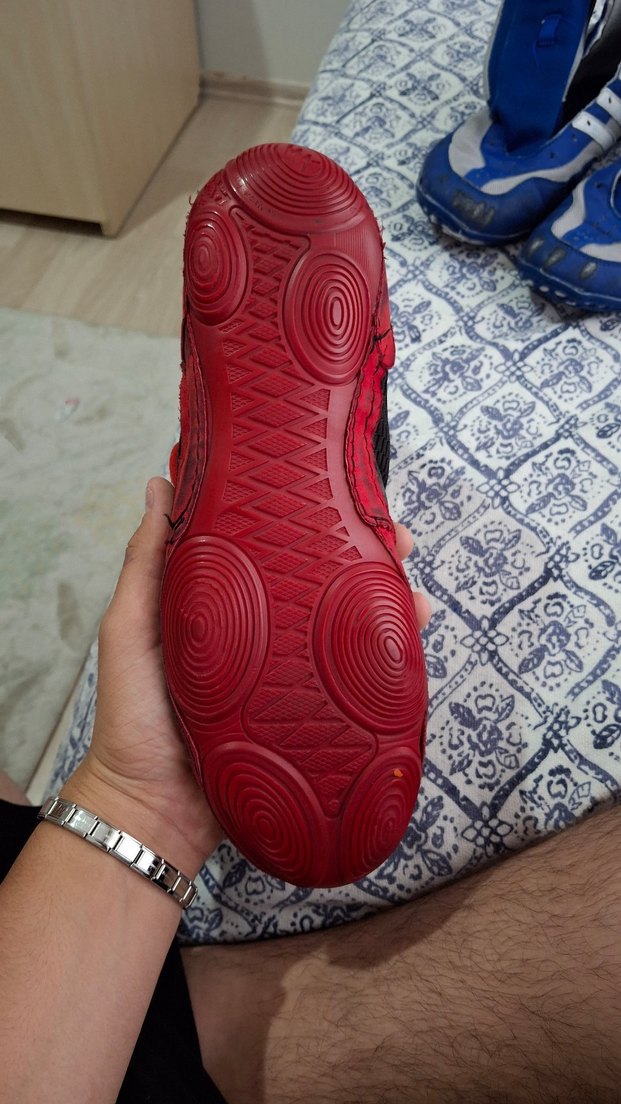 Kırmızı Siyah Bağcıklı  Güreş Ayakkabısı - Görsel 3