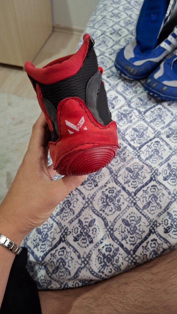 Kırmızı Siyah Bağcıklı  Güreş Ayakkabısı - Görsel 5