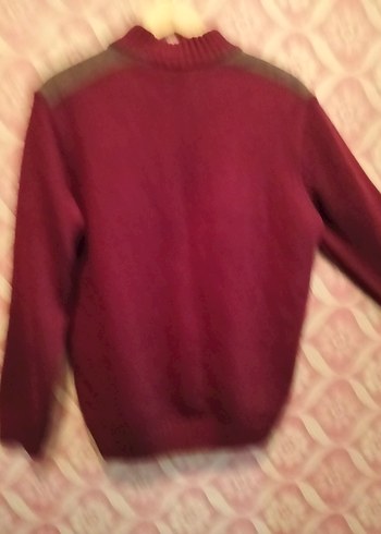 Düğmeli Bordo Yüksek Yaka Erkek Kazak - Görsel 2