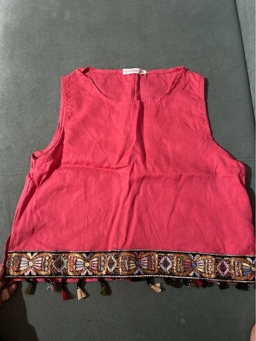 Etnik crop tişört