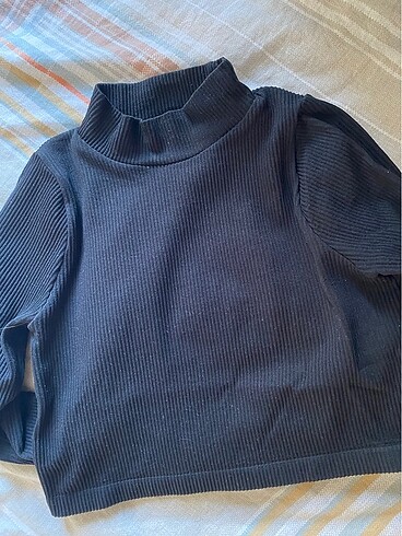 m Beden siyah Renk Addax fitilli crop bluz