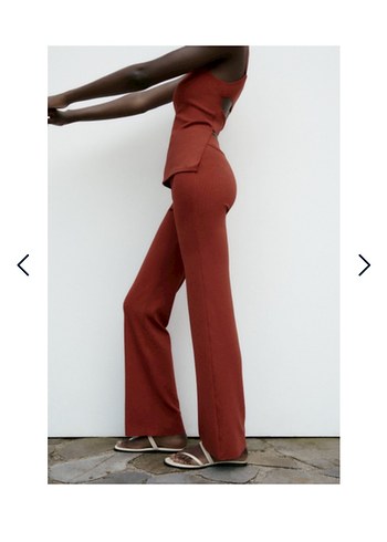 Zara Zara Kadın Kahverengi Midi Düz Paça Pantolon