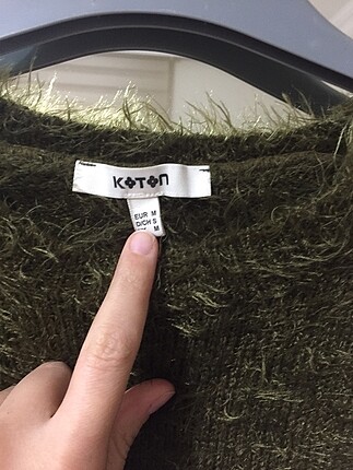 Koton incili ve tüylü haki kazak - Görsel 3