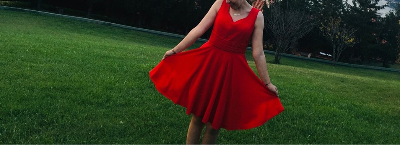 Abiye kırmızı elbise - Görsel 2