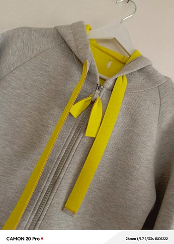 Gri Kapüşonlu Fermuarlı Ceket - Görsel 2