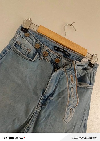 Mavi Bel Detaylı Rahat Kesim Kadın Kot Pantolon - Görsel 4