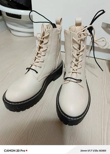 Krem Kadın Platform Topuklu Bot - Görsel 2