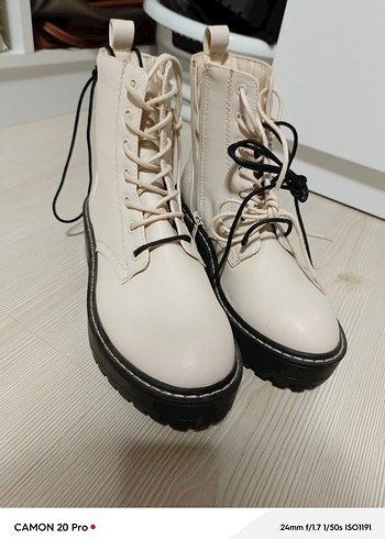 Krem Kadın Platform Topuklu Bot - Görsel 5