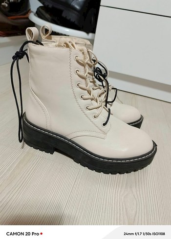 Krem Kadın Platform Topuklu Bot - Görsel 6