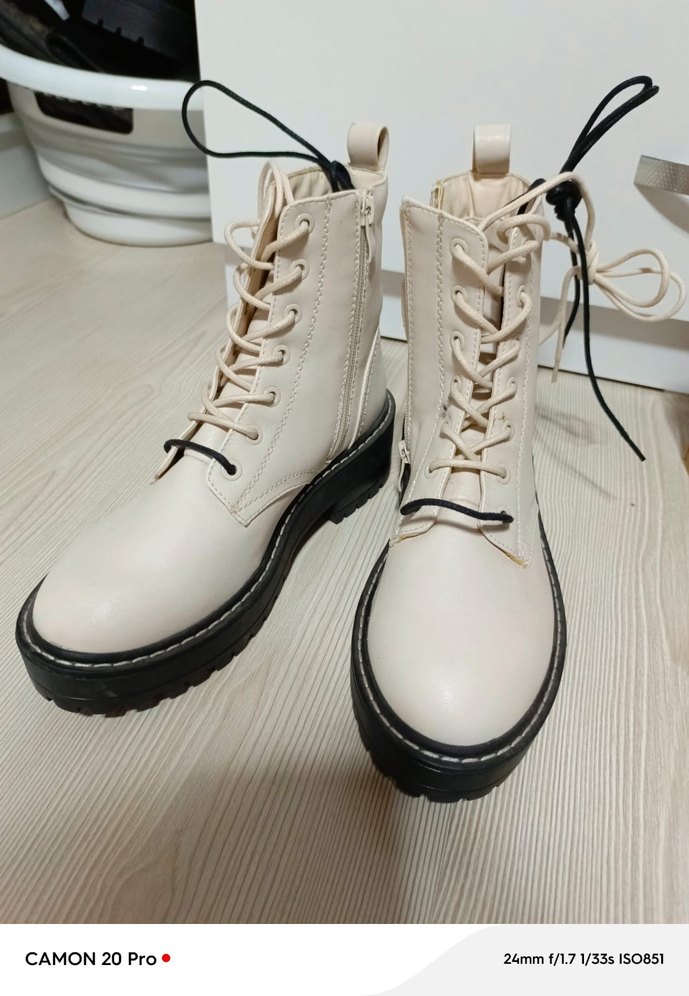 Krem Kadın Platform Topuklu Bot - Görsel 2