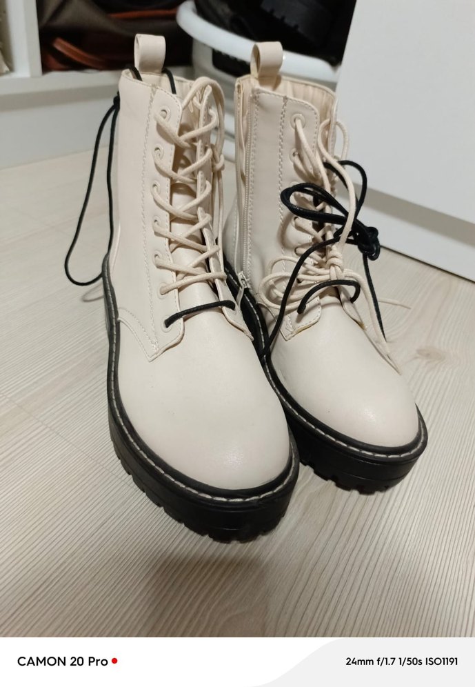 Krem Kadın Platform Topuklu Bot - Görsel 5