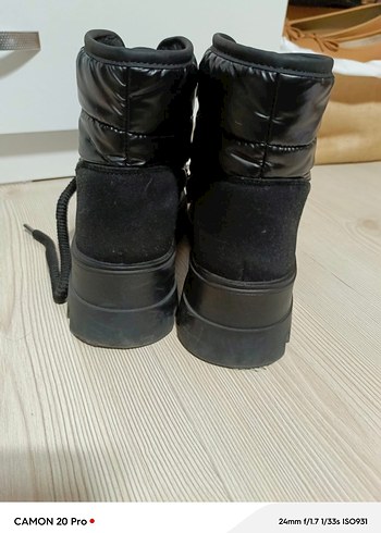 Siyah Platform Topuklu Lastik Kadın Bot - Görsel 5