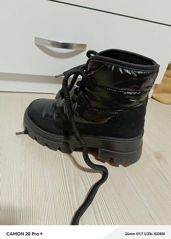 Siyah Platform Topuklu Lastik Kadın Bot - Görsel 3