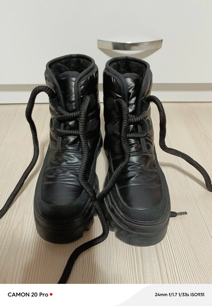 Siyah Platform Topuklu Lastik Kadın Bot - Görsel 2