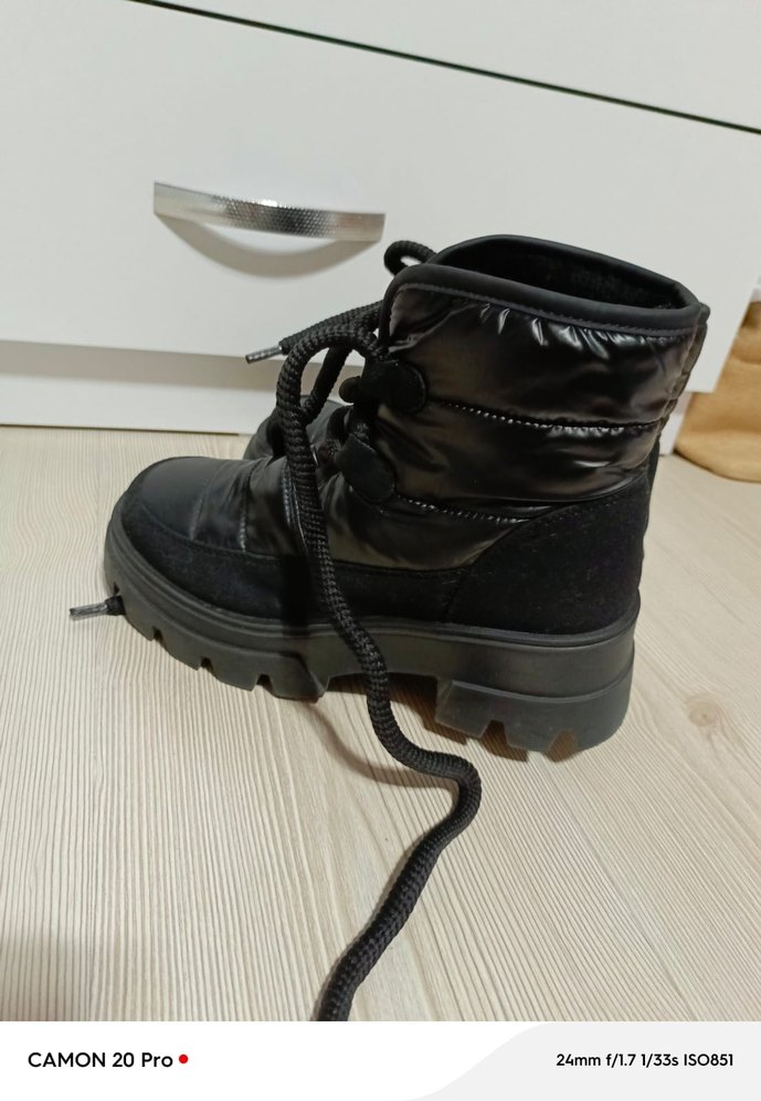 Siyah Platform Topuklu Lastik Kadın Bot - Görsel 3