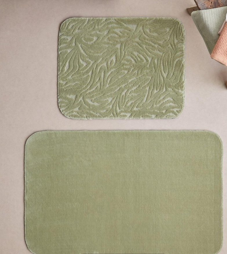 Haki Renkli Düz Banyo Paspas takımı - Görsel 4