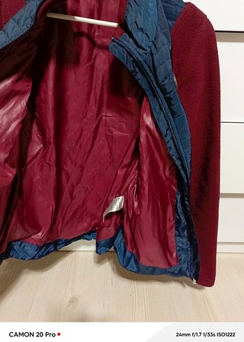 Bordo Kadın Mont, Yüksek Yakalı, Düğmeli - Görsel 7