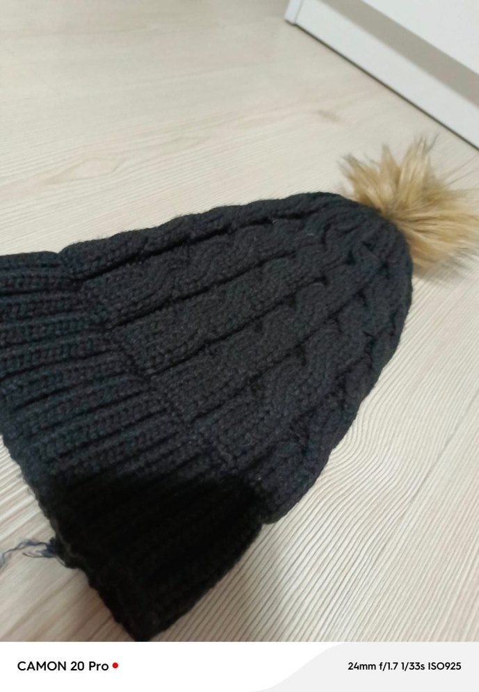 Siyah Örgü Kadın Bere - Görsel 3