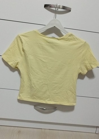 Sarı Kısa Kollu Basic Kadın Tişört - Görsel 4