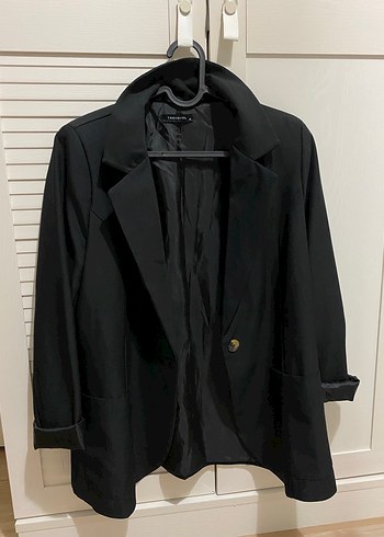 Düğmeli Siyah Kadın Blazer Ceket