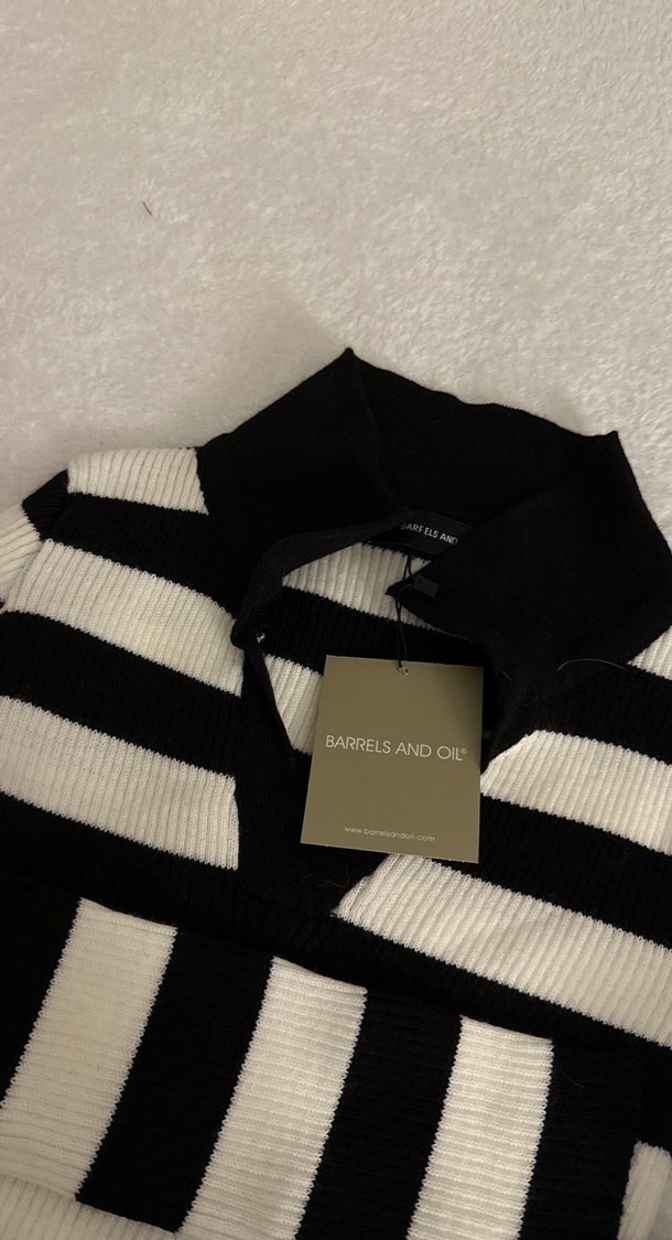 Zebra Desenli Uzun Kollu Triko Kadın Kazak - Görsel 2