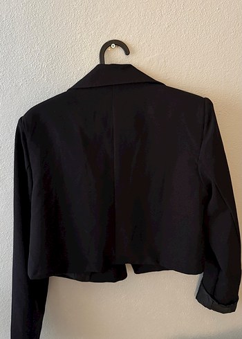 Düğmeli Siyah Midi Kadın Blazer - Görsel 3