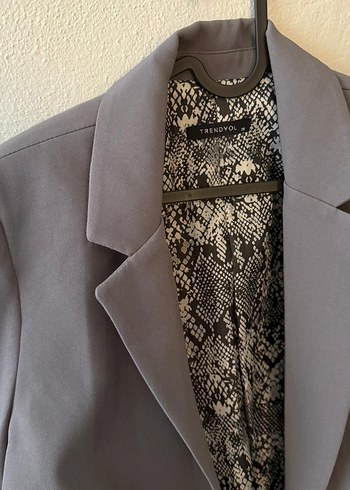 Düğmeli Gri  Kadın Blazer - Görsel 3